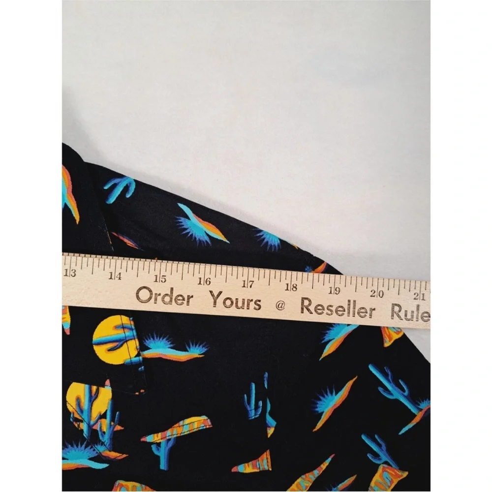 Rock & Roll Denim western shirt Black Shirt with Blue and Yellow Pattern - Picture 7 of 7